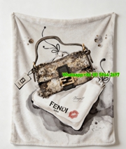 Fendi Gold Glitter Bag Watercolor Flannel Throw Blanket IMG_9584